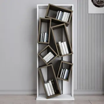 Raft librash Skye Decor, Carmen, i bardhë dhe arre