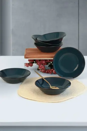 Set pjatash qeramike, 6 copë, ngjyrë blu e errët, Hermia Concept, ST042306FQ08A000000MACD700