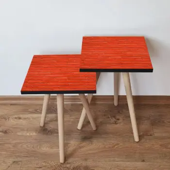 Set tavolinash ndihmëse të mbivendosura, ngjyrë e kuqe, Skye Decor, 2 copë, 2Shp371