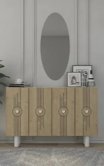 Konsol Skye Decor, Fraud Bohem KM120, e bardhë, lisi sapphire