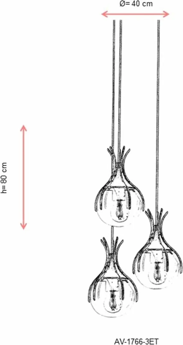 Llambë tavani moderne Opviq, AV-1766-3ET, ngjyrë antike - 4