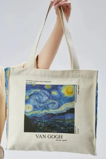 Torbë tote Zoozie Bags, krem, 2270, dizajn Van Gogh Starry Night