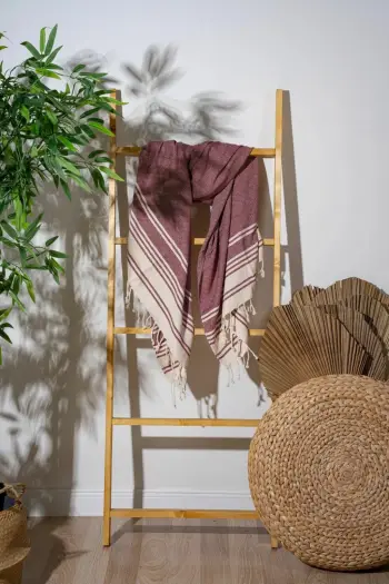 Peshqir plazhi Fouta, ngjyrë e kuqe Claret, Mijölnir, Diamond, 90x170cm