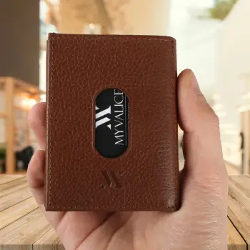 Portofol lëkure ngjyrë tan Zoozie Bags, 4496