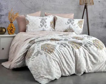 Set mbulesë jorgani Ranforce Single XL, L'essentiel, Daisy, ngjyrë kafe, e bardhë, gri