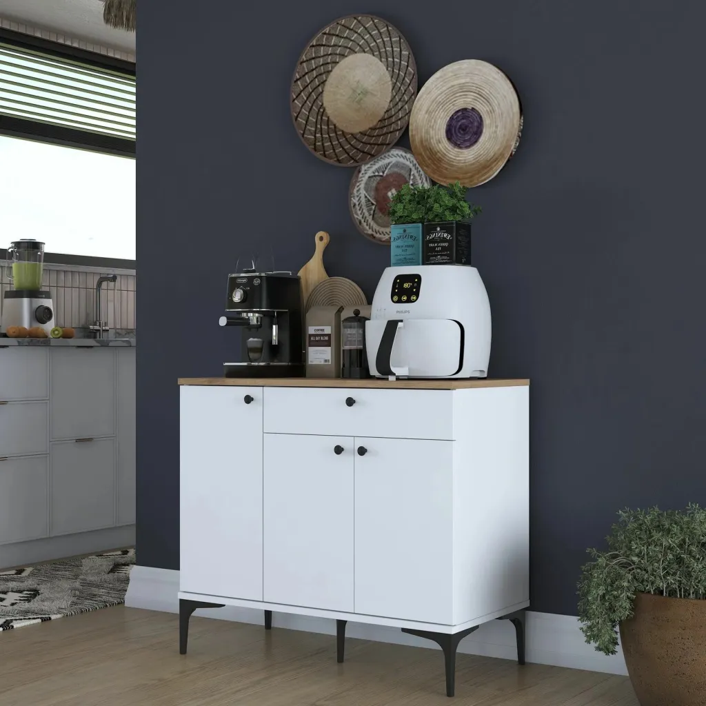 Stendë për kafe Skye Decor, JE194 - 3803, ngjyrë arrë dhe e bardhë - 1