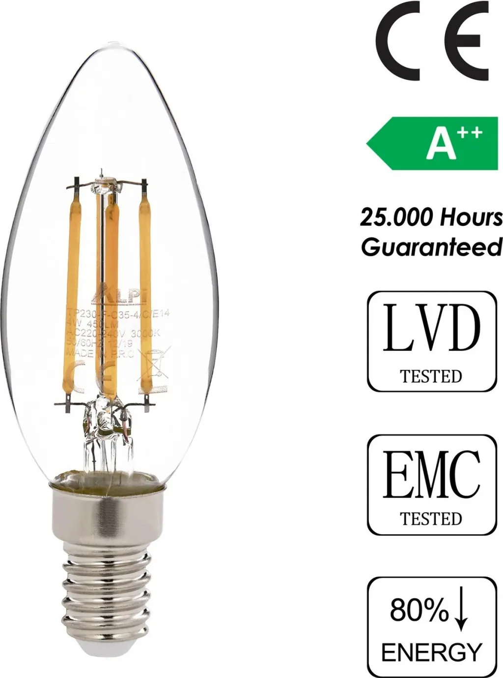 Llambë LED Opviq, E14, dritë e ngrohtë, transparente - 3