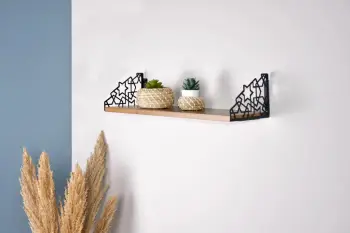 Raft muri modern-industrial, ngjyrë kafe dhe e zezë, Skye Decor, 60x20x14cm