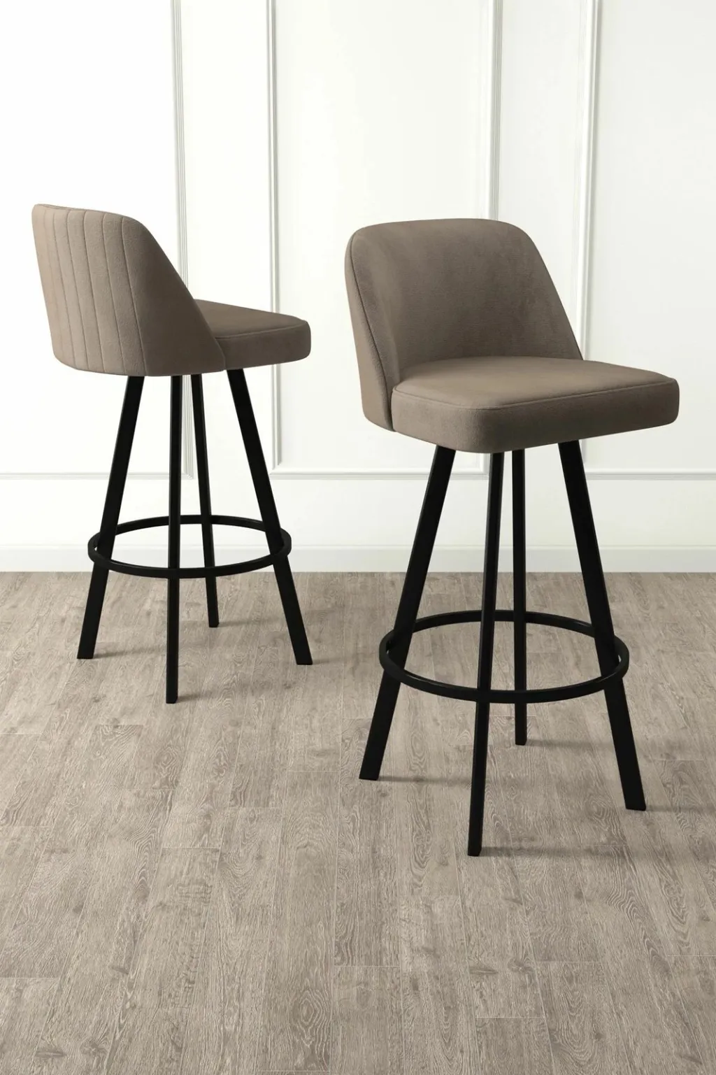 Set karrigesh për bar (6 copë), Skye Decor, Atex, kapuçino, e zezë - 1