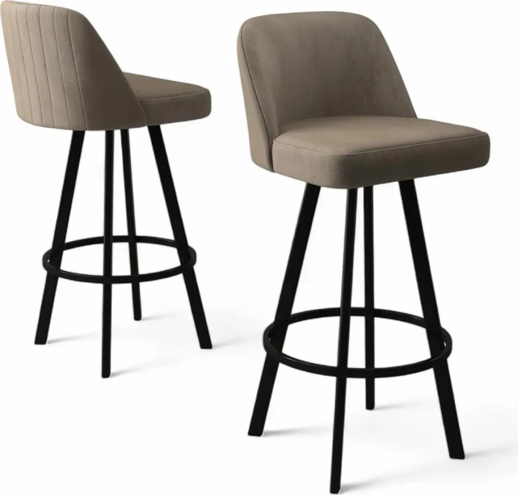 Set karrigesh për bar (6 copë), Skye Decor, Atex, kapuçino, e zezë - 2