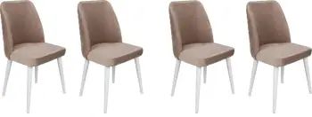 Set karrigesh (4 copë), Skye Decor, Tutku-324 V4, bezhë dhe e bardhë