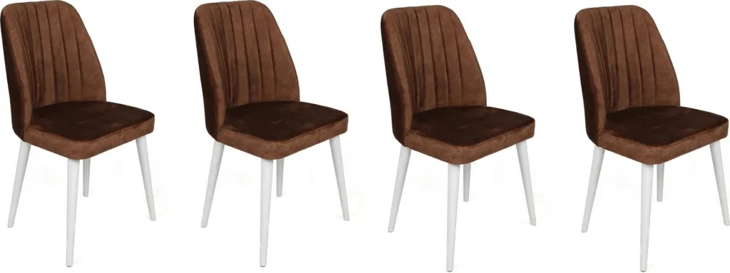 Set karrigesh (4 copë), Skye Decor, Alfa-496 V4, kafe dhe e bardhë - 1