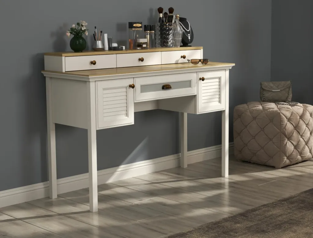 Tavolinë grimi Skye Decor, krem, lis, gri, FRN-21032 - 1
