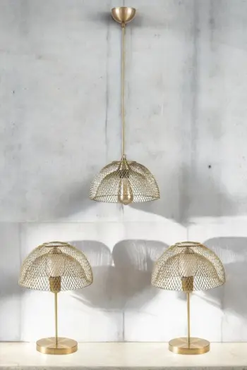 Set llambë tavani dhe tavoline Opviq, 8871-4, ngjyrë antike