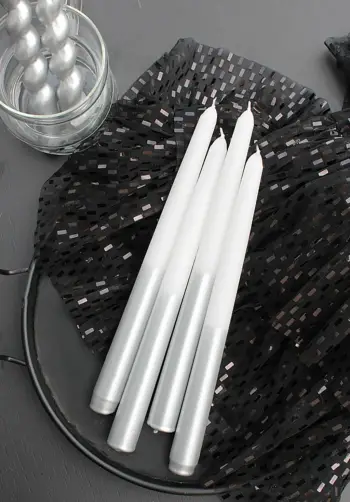 Set qirinjsh (4 copë), ngjyrë argjendi, Evila Originals, Cizgili Sedefli 4