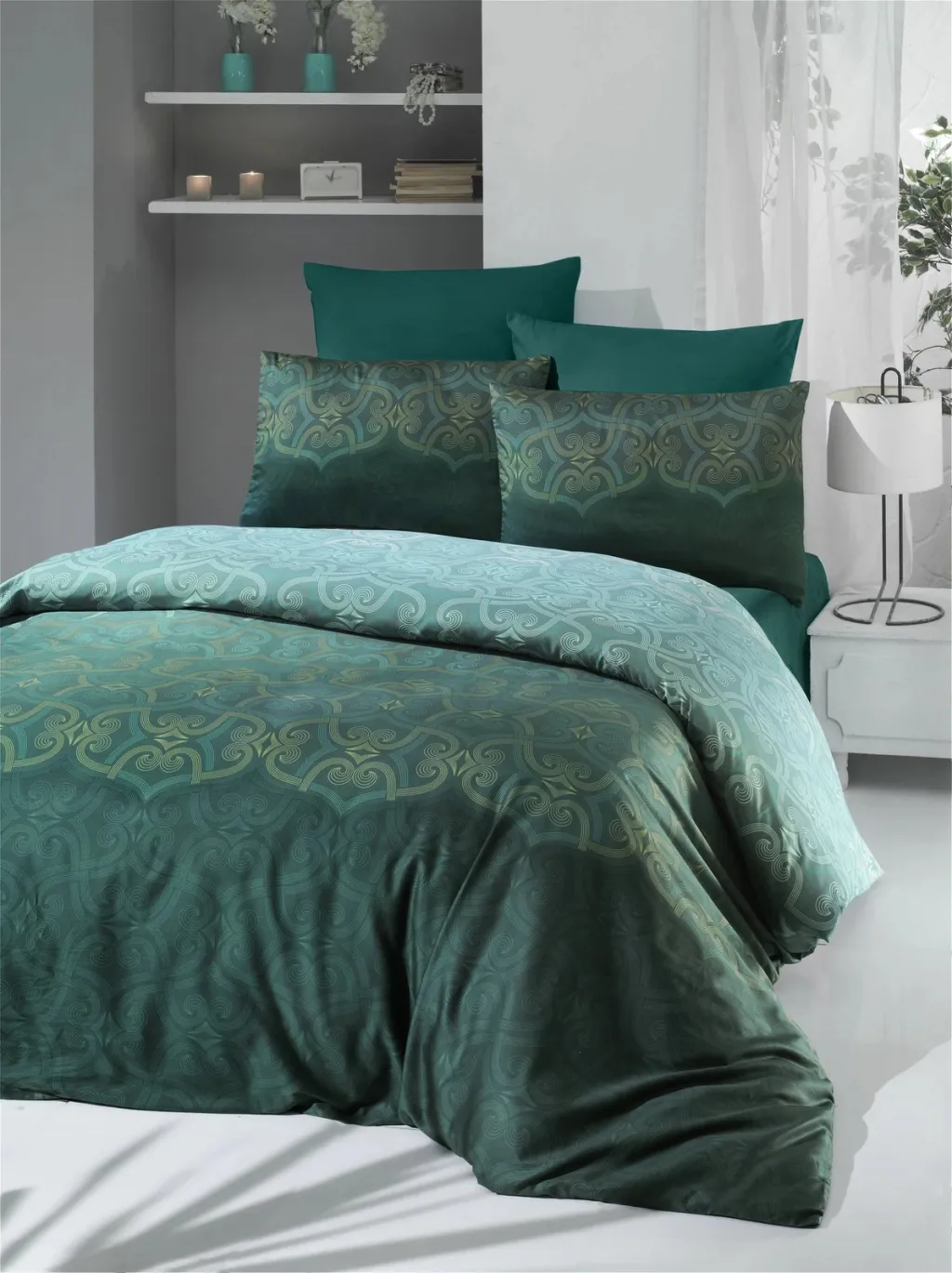 Set mbulesë për jorgan dopio satin, Pandora, ngjyrë e gjelbër - 1
