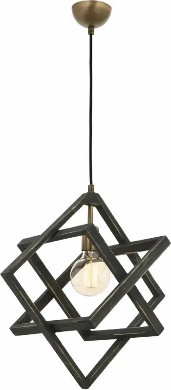Llambë tavani Opviq, metal dhe dru, AV-1765-1G, ngjyrë e zezë, antike, 80x30cm