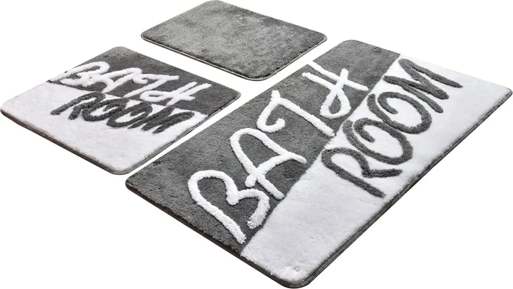 Set tapetesh për banjo akrilik (3 copë), Mijolnir, gri-bardhë - 2