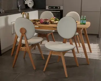 Tavolinë me karrige (5 copë), Skye Decor, Touch (4S), ngjyrë lisi dhe bezhë
