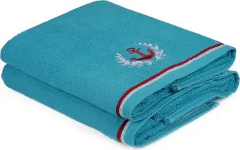 Set peshqirësh banje (2 copë), Mijolnir, maritim, ngjyrë tyrkiz