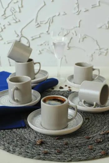 Set filxhanash kafeje (12 copë), Hermia Concept, ngjyrë gri mat, X0001532800000000000000000