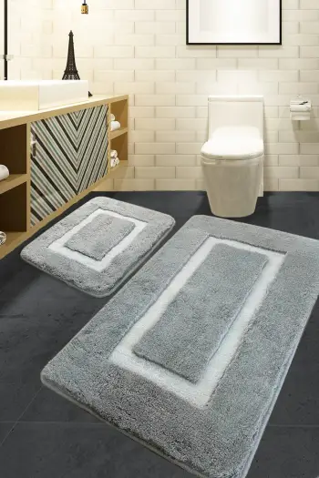 Set tapetë banjoje akrilik (2 copë), Mijolnir, kornizë Quadrato, ngjyrë gri