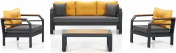 Set lounge për kopsht Skye Decor, 3+1+1+S, e verdhë, e zezë, gri
