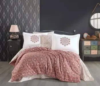 Set mbulesë për jorgan dopio, satin, Marcella, bronz