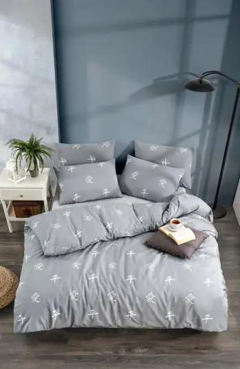 Set mbulesë për jorgan dopio, L'essentiel, Zen, ngjyrë gri