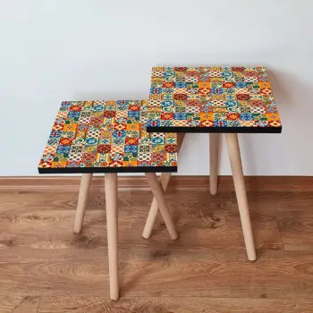 Set tavolinash të vendosshme, shumëngjyrëshe, Skye Decor, 2 copë, 2Shp325