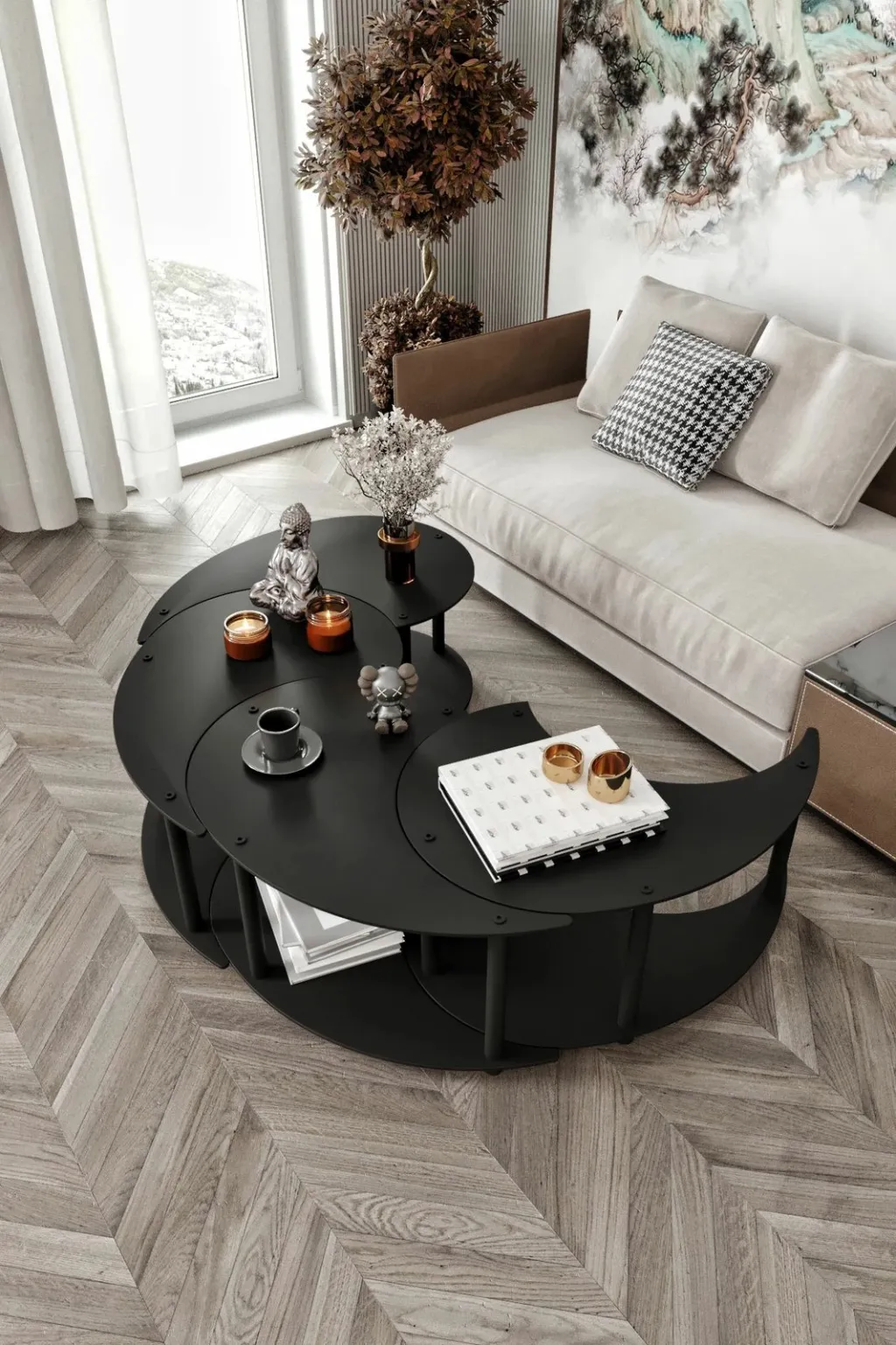 Set tavolinash kafeje Skye Decor, Yi Yang4L, 70, e zezë - 3