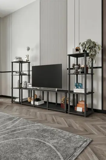 Komodë TV Skye Decor, e madhe, ngjyrë e zezë