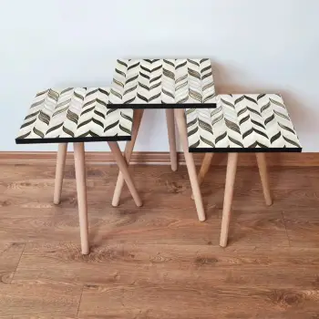 Set tavolinash ndihmëse të mbivendosura (3 copë), Skye Decor, 3Shp268, e bardhë