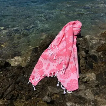 Peshqir plazhi Fouta, model ananasi, ngjyrë rozë, Mijolnir, 100x180cm