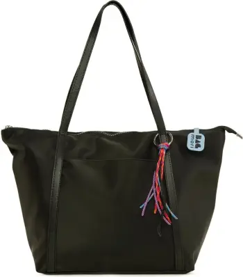 Çantë tote satin, e zezë, Zoozie Bags, M000008174