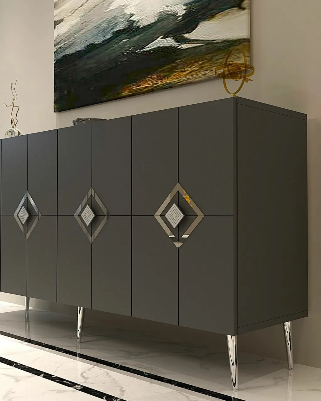 Konsol Skye Decor, ngjyrë antracit, argjend, KB150 - 3