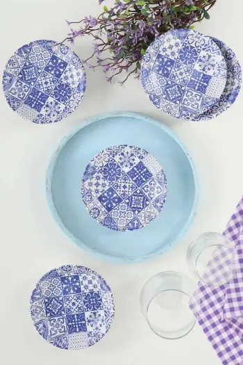 Set pjatash për salcë, Hermia Concept, bardhë dhe kaltër e errët, 13x13x3.1cm (6 copë)