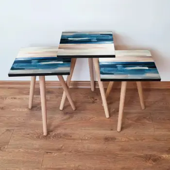Set tavolinash ndihmëse, 3 copë, ngjyrë kaltër e errët, Skye Decor, 3Shp94