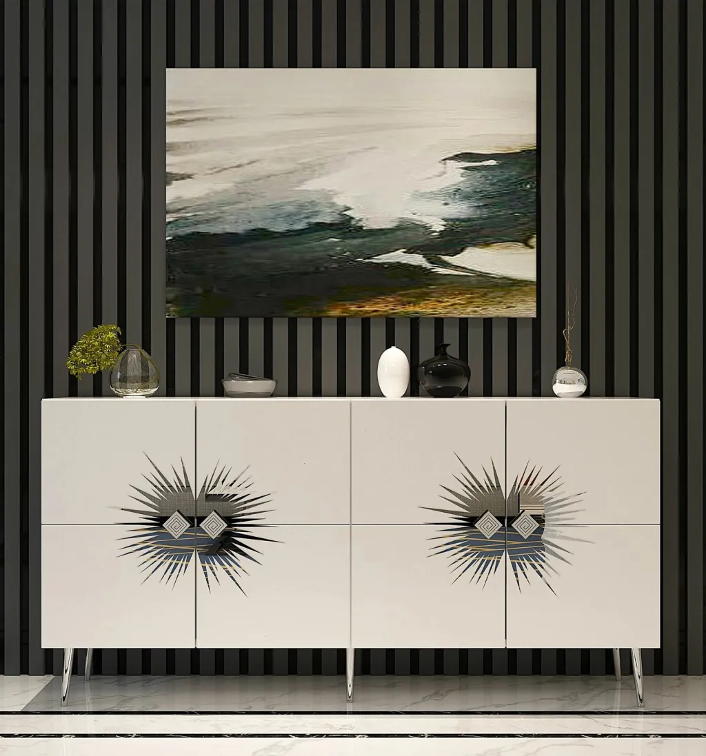 Konsol Skye Decor, Nida KB150, e bardhë, argjend - 1