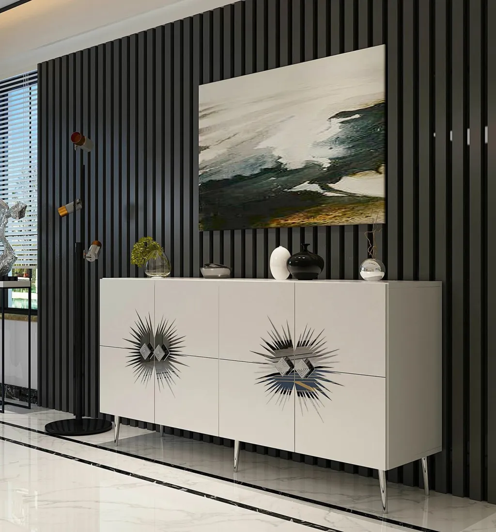 Konsol Skye Decor, Nida KB150, e bardhë, argjend - 2