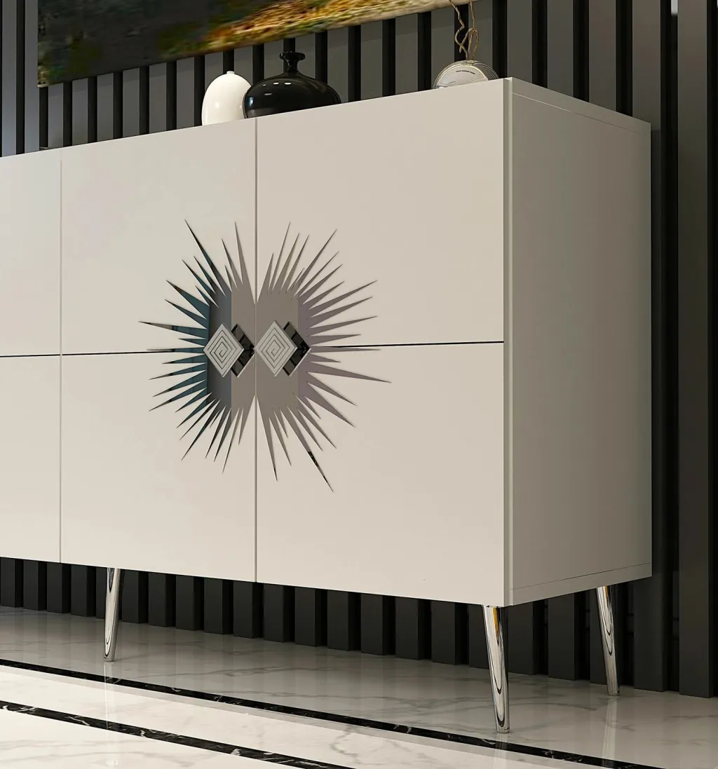Konsol Skye Decor, Nida KB150, e bardhë, argjend - 3