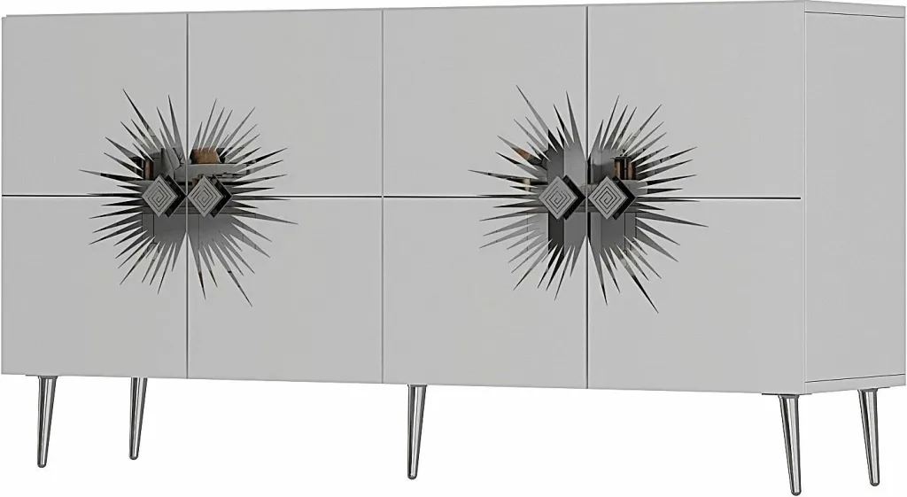 Konsol Skye Decor, Nida KB150, e bardhë, argjend - 4