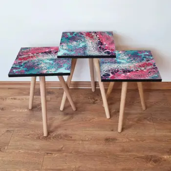 Set tavolinash të vendosshme, shumëngjyrëshe, Skye Decor, 3Shp349, 3 copë
