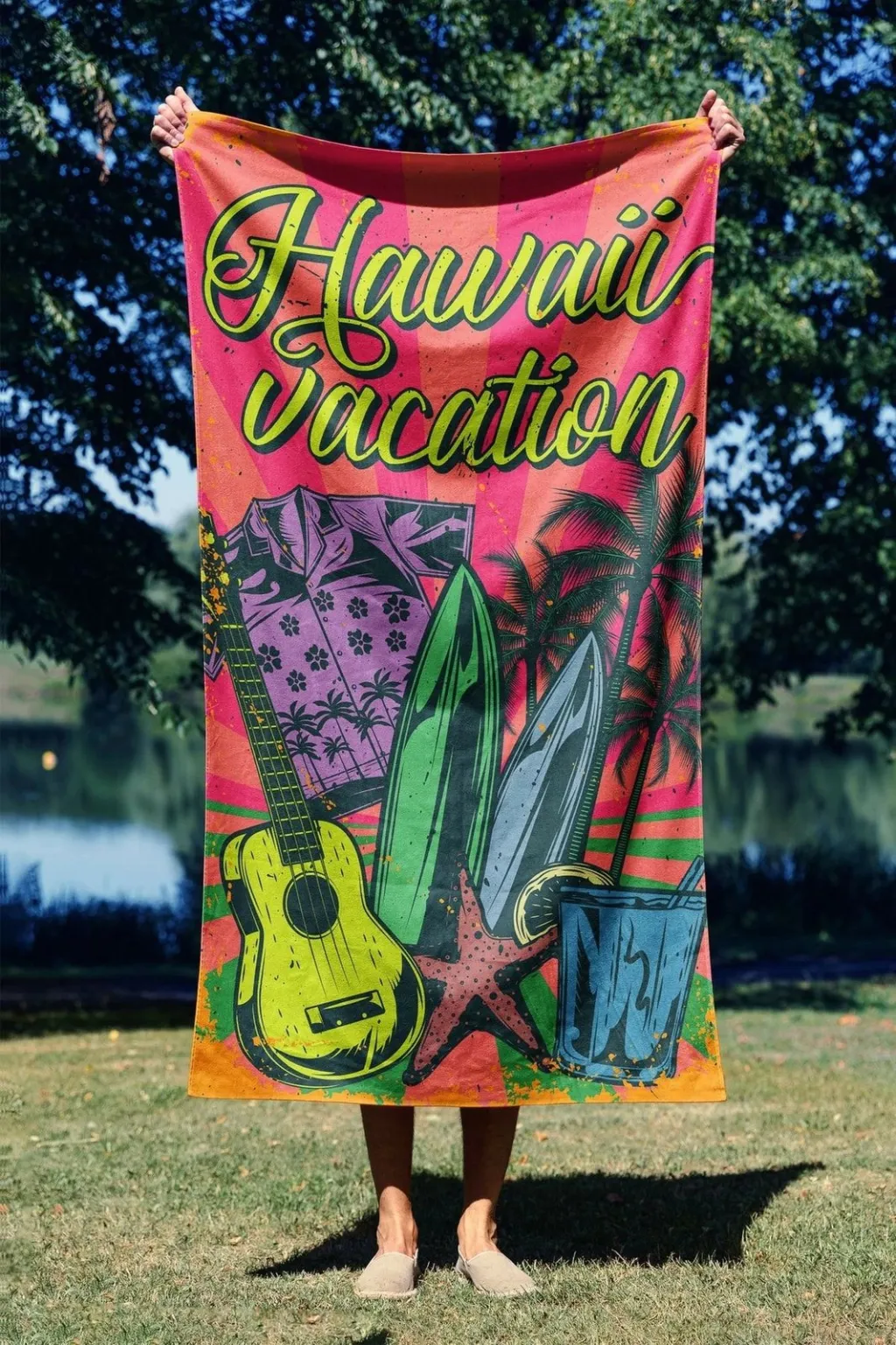 Peshqir plazhi Mijolnir, pushime në Hawaii, 90x150cm - 1