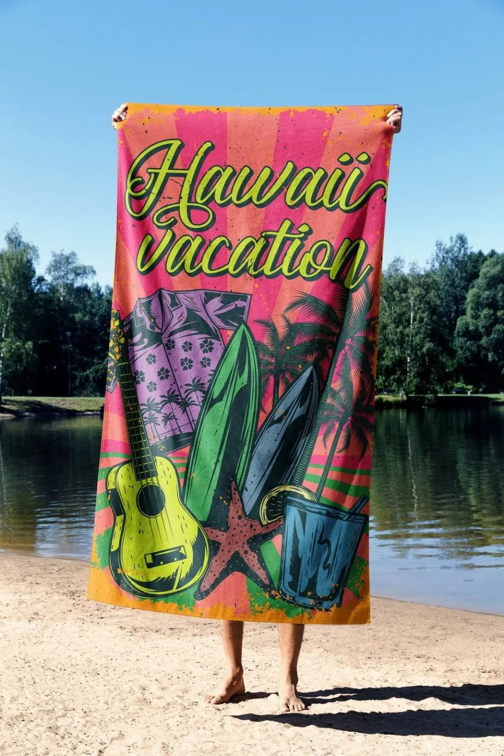 Peshqir plazhi Mijolnir, pushime në Hawaii, 90x150cm - 2