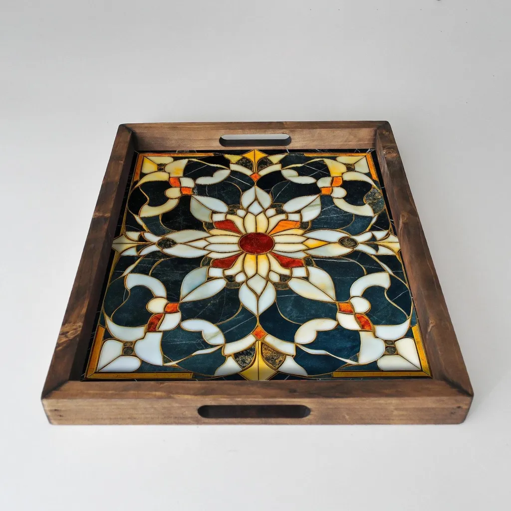 Tabaka dekorative prej druri, shumëngjyrëshe, REF001, 48x38x4cm - 2