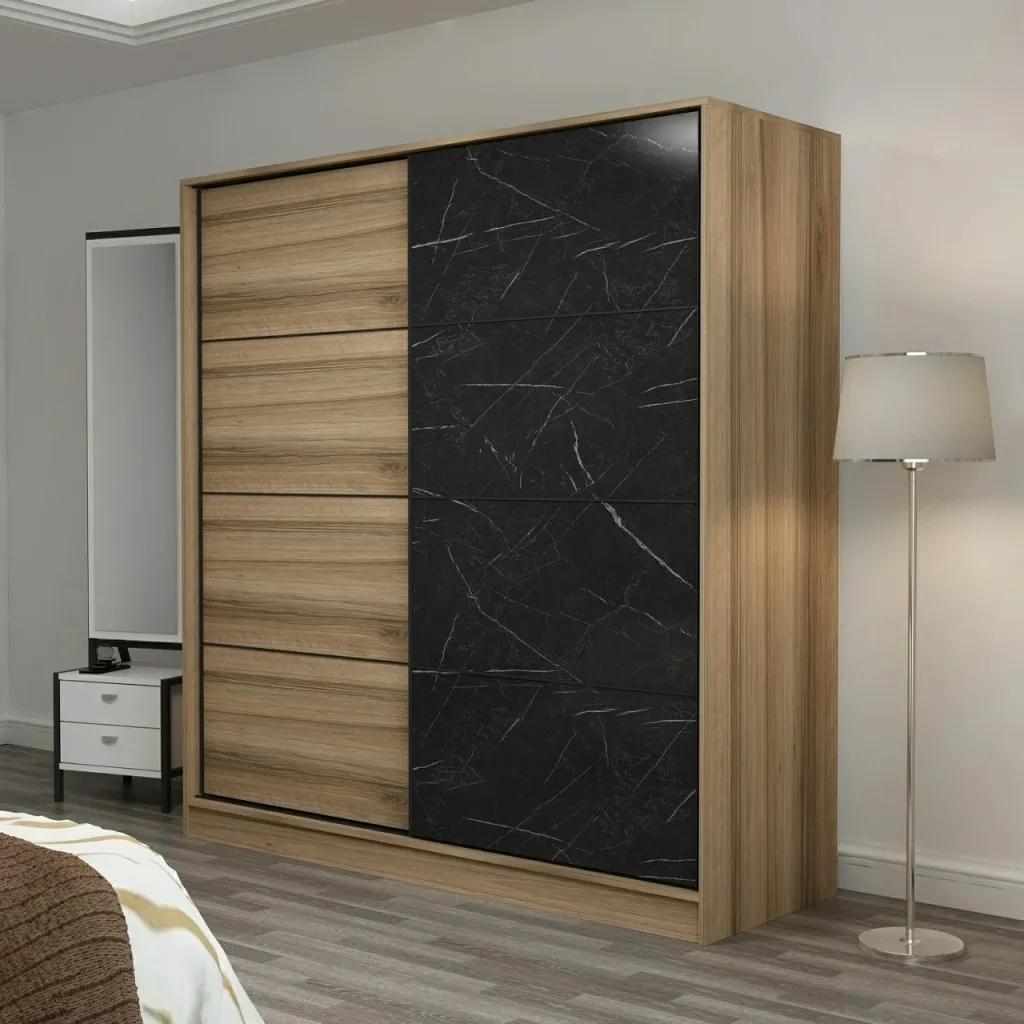 Dollap garderobe, ngjyrë dore dhe e zezë, Skye Decor, 180x190x52 cm - 5
