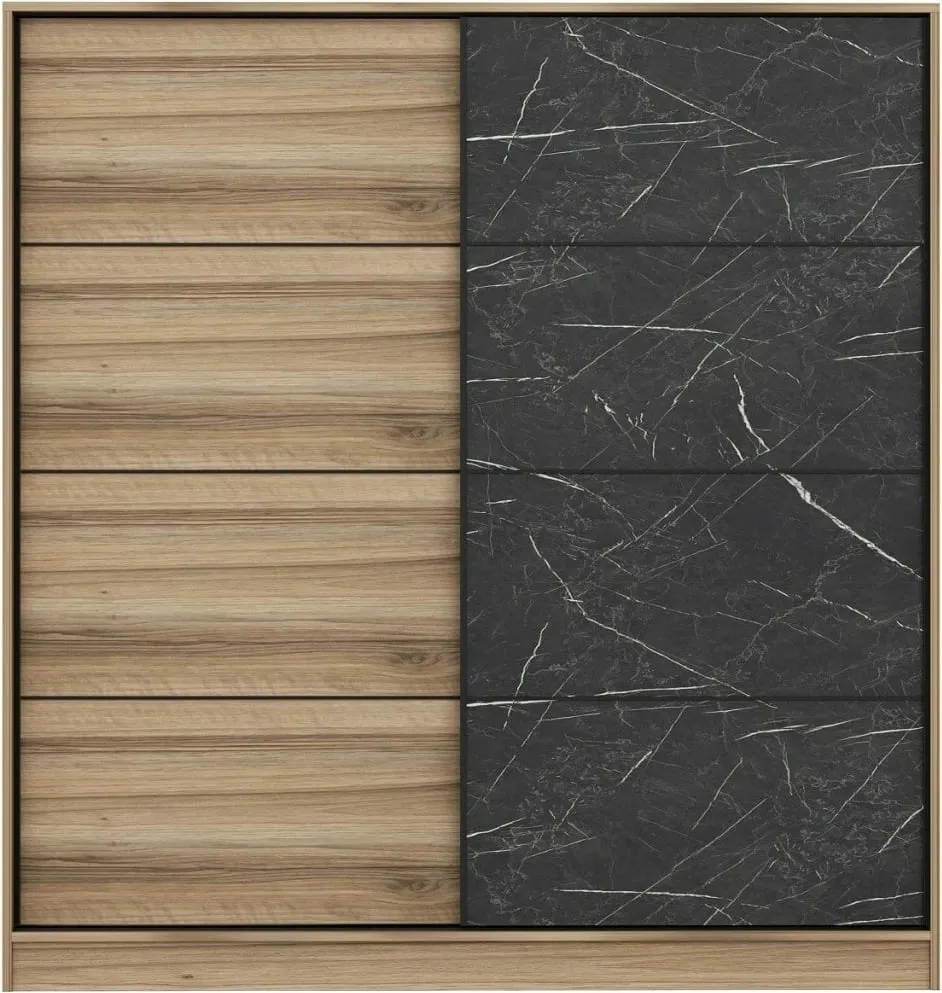 Dollap garderobe, ngjyrë dore dhe e zezë, Skye Decor, 180x190x52 cm - 7