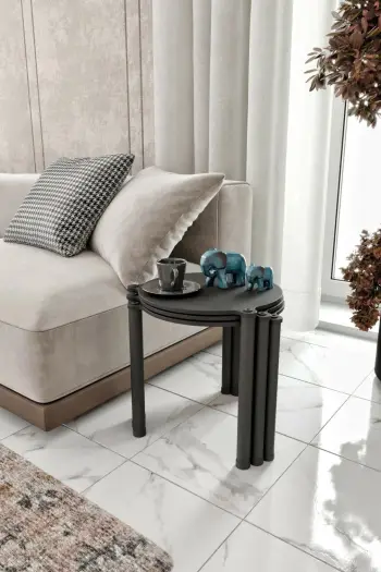 Set tavolinash ndihmëse (3 copë), Skye Decor, Lavia 3, e zezë