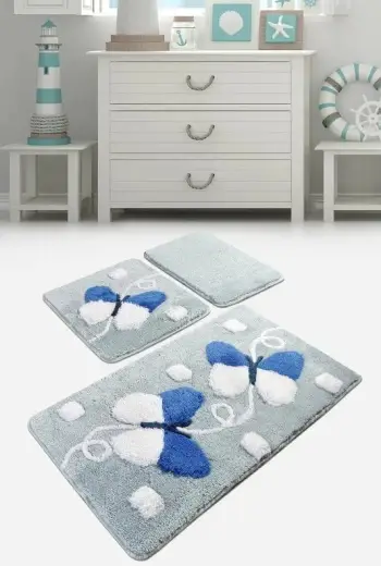 Set tapetash akrilike për banjo, 3 copë, Mijolnir, Mari, ngjyrë kaltër
